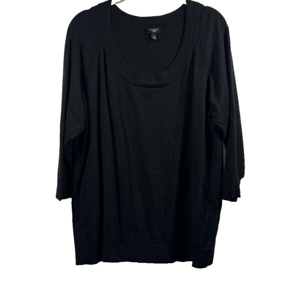 Talbots Women's Sweater Size 2X Solid Black Raglan 3/4 Sleeves Pullover - Picture 1 of 7